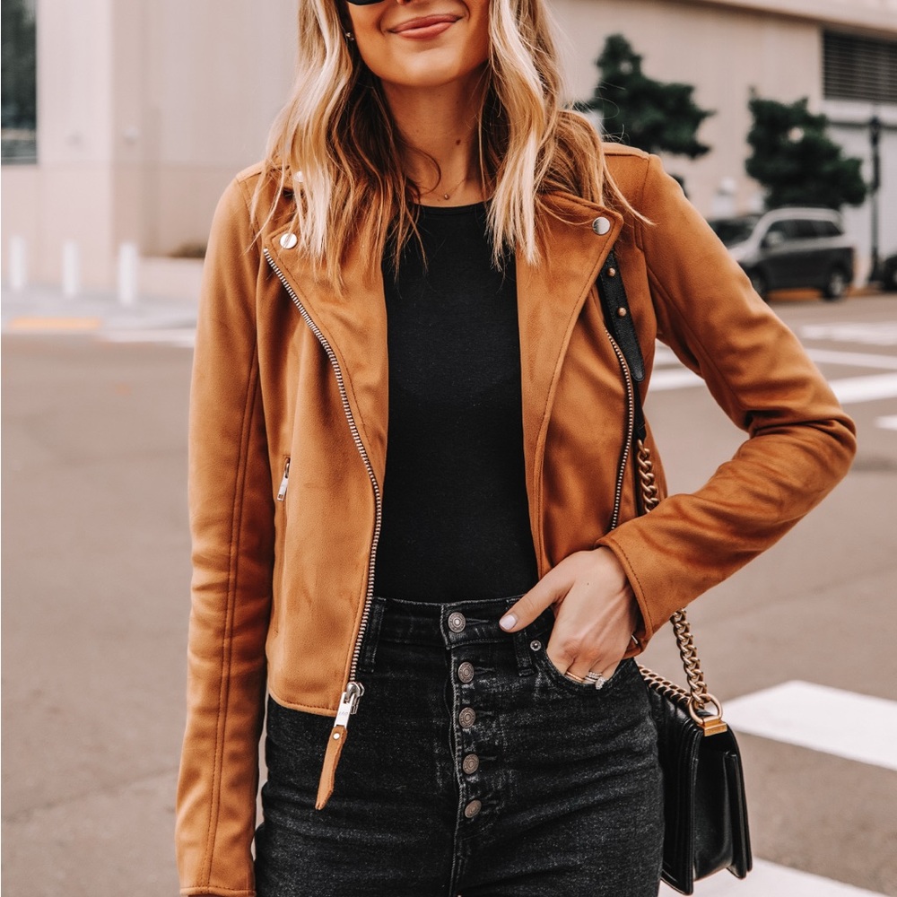 Abercrombie & Fitch Tan Leather Jacket for Women
